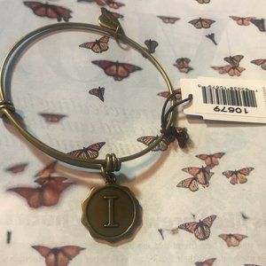 Initial "I" Bangle Charm Gold Bracelet